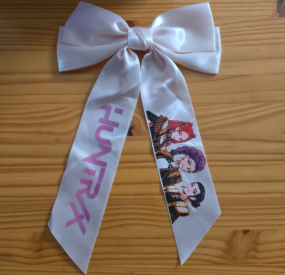Kpop Inspired Graphic Print Satin Hair Bow